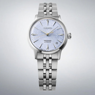 Seiko Presage ‘Frozen Skydiving’ Diamond Cocktail Time Blue Dial Women 34mm SRPL61J1