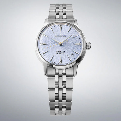 Seiko Presage ‘Frozen Skydiving’ Diamond Cocktail Time Blue Dial Women 34mm SRPL61J1