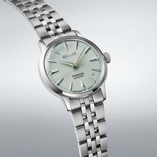 Seiko Presage ‘Frozen Mojito’ Diamond Women Cocktail Time Ice Green Dial Women 34mm SRPL63J1