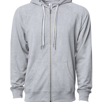 Unisex Lightweight Loopback Terry Zip Hood