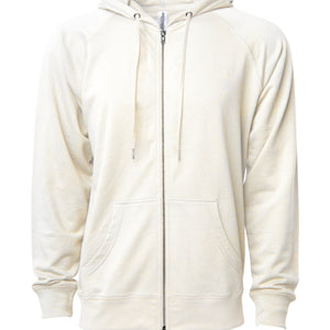 Unisex Lightweight Loopback Terry Zip Hood