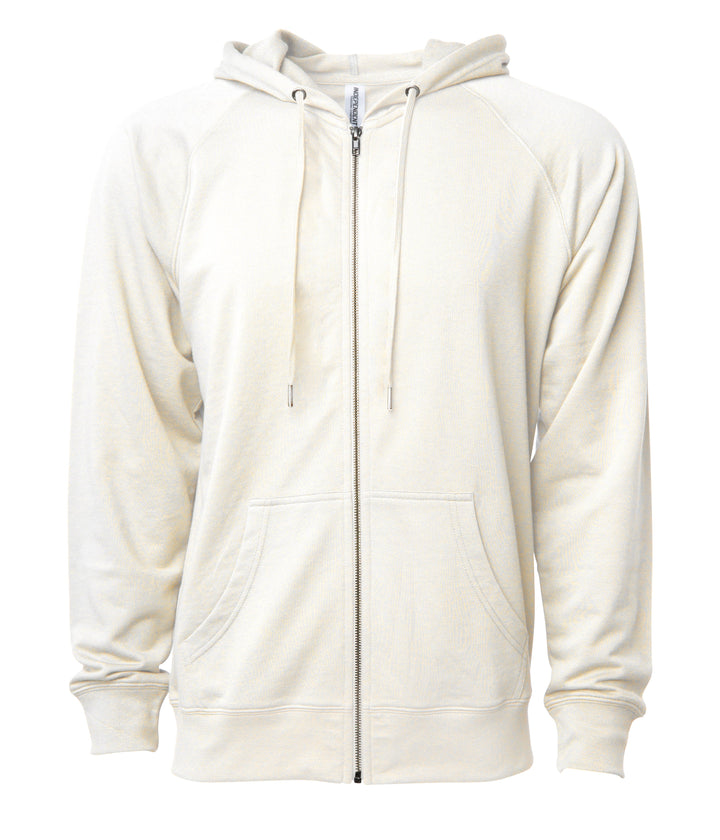 Unisex Lightweight Loopback Terry Zip Hood