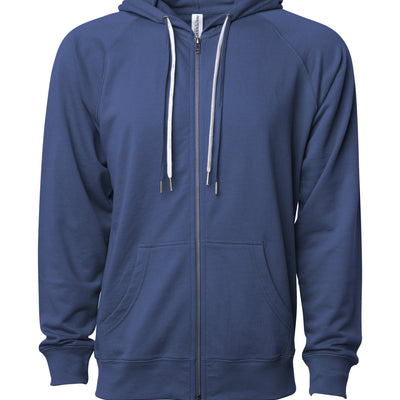 Unisex Lightweight Loopback Terry Zip Hood