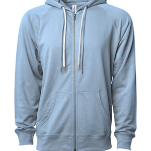 Unisex Lightweight Loopback Terry Zip Hood