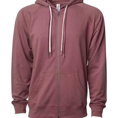 Unisex Lightweight Loopback Terry Zip Hood