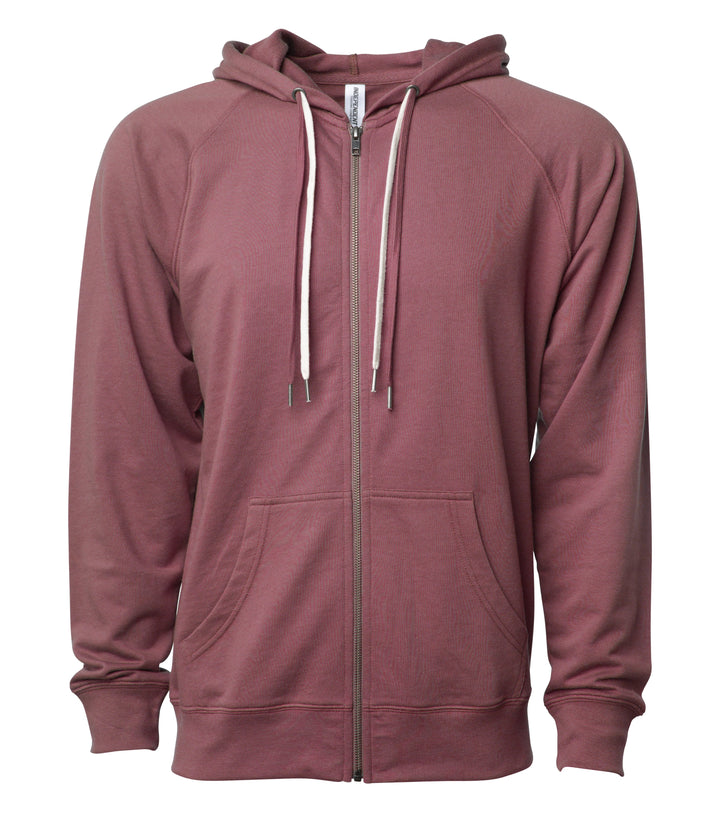 Unisex Lightweight Loopback Terry Zip Hood