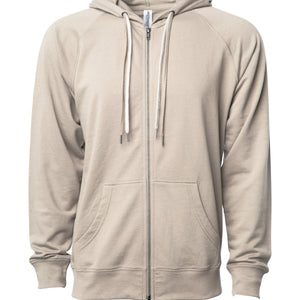 Unisex Lightweight Loopback Terry Zip Hood