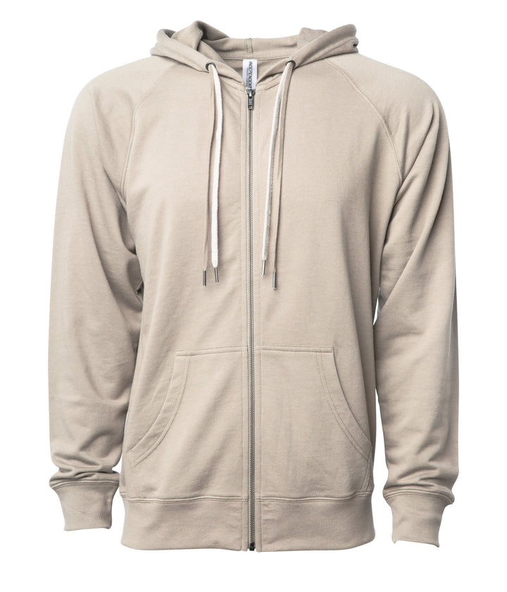 Unisex Lightweight Loopback Terry Zip Hood