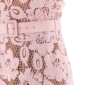 Self-Portrait Pink Crochet Lace Midi Dress