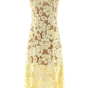 Self-Portrait Yellow Crochet Lace Midi Dress