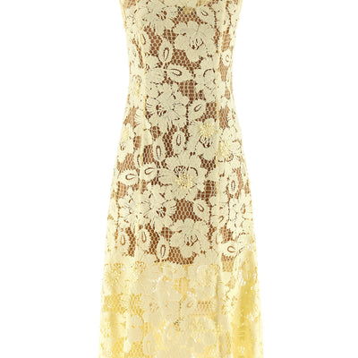 Self-Portrait Yellow Crochet Lace Midi Dress