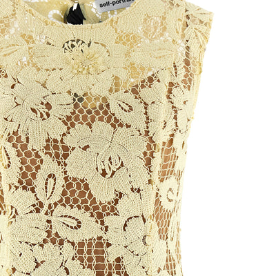 Self-Portrait Yellow Crochet Lace Midi Dress