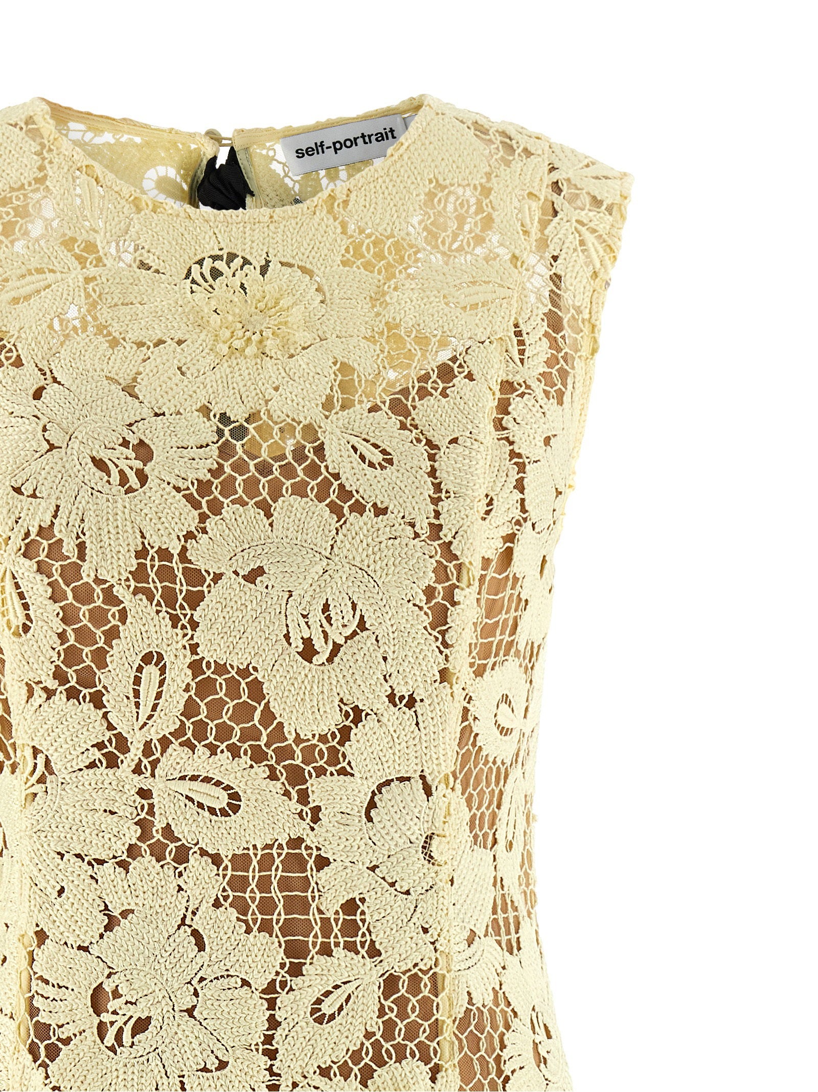 Self-Portrait Yellow Crochet Lace Midi Dress