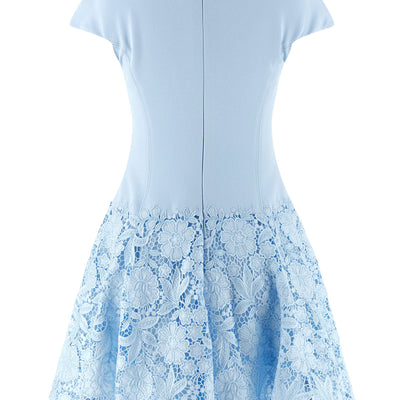 Self-Portrait Blue Crepe Lace Dress