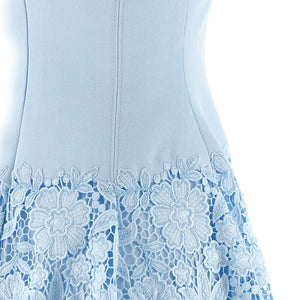 Self-Portrait Blue Crepe Lace Dress