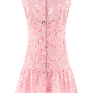 Self-Portrait Pink Lace Collared Dress