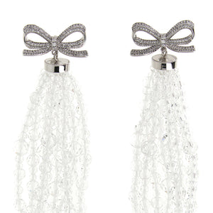 Self-Portrait Bow Beaded Waterfall Earrings