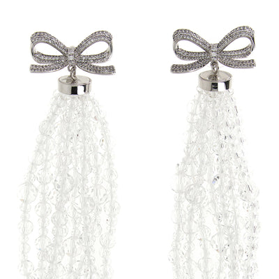 Self-Portrait Bow Beaded Waterfall Earrings