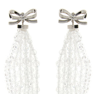 Self-Portrait Bow Beaded Waterfall Earrings