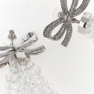 Self-Portrait Bow Beaded Waterfall Earrings