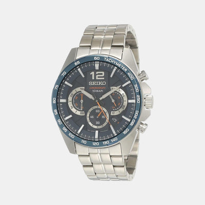 Dress Men Quartz Blue Dial Chronograph Stainless Steel Watch SSB345P1