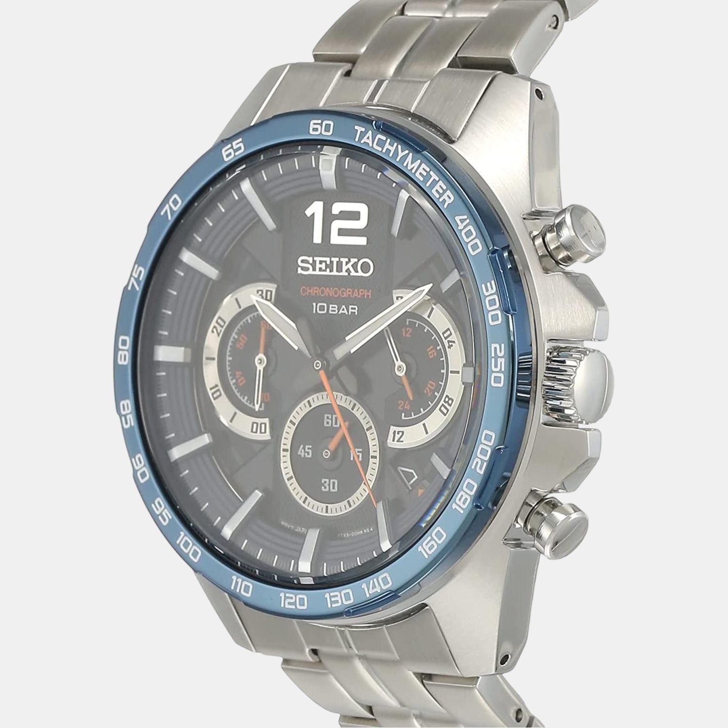 Dress Men Quartz Blue Dial Chronograph Stainless Steel Watch SSB345P1