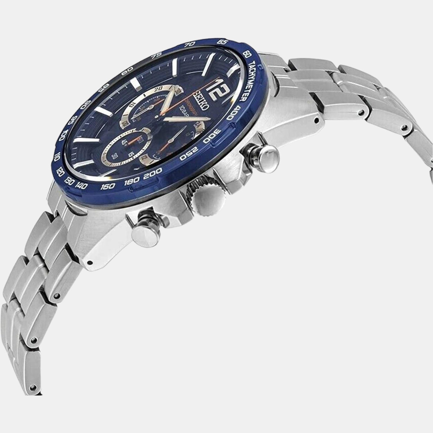 Dress Men Quartz Blue Dial Chronograph Stainless Steel Watch SSB345P1