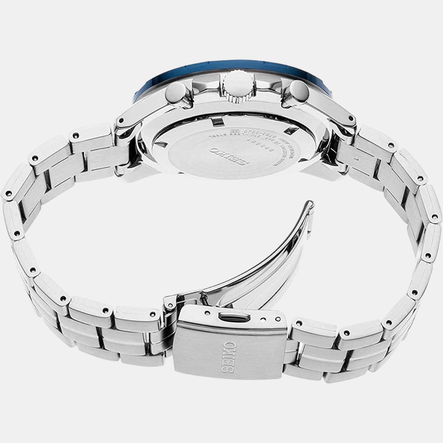 Dress Men Quartz Blue Dial Chronograph Stainless Steel Watch SSB345P1