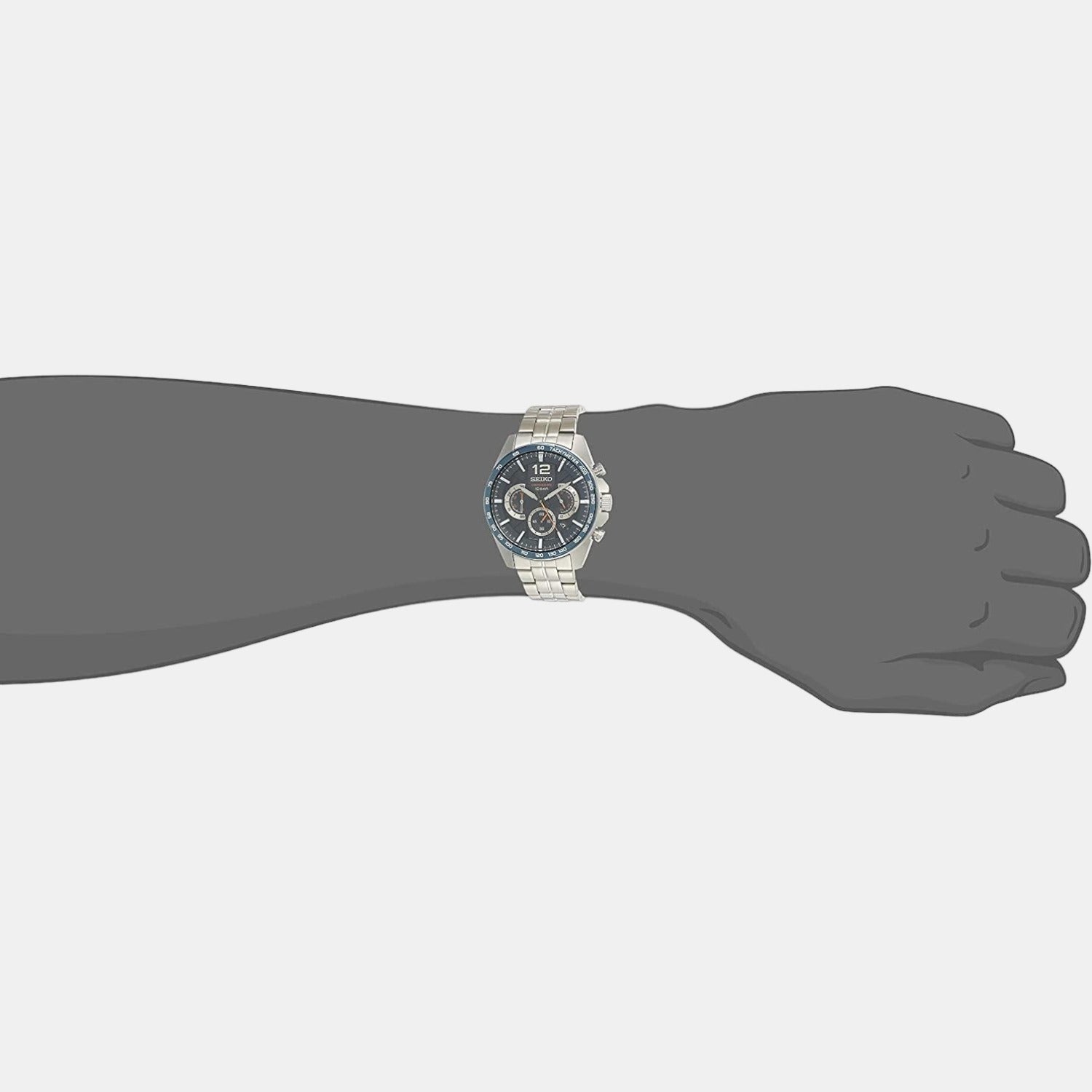 Dress Men Quartz Blue Dial Chronograph Stainless Steel Watch SSB345P1