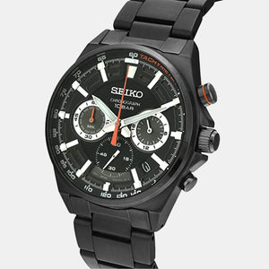 Dress Men Quartz Black Dial Chronograph Stainless Steel Watch SSB399P1