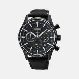 Dress Quartz Chronograph Watch Men Quartz Black Dial Chronograph Nylon Watch SSB417P1