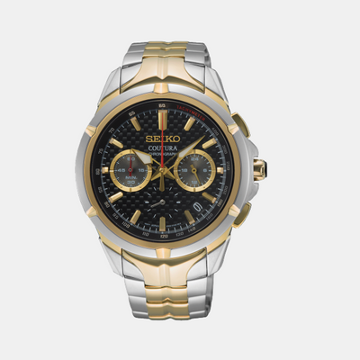 Coutura Men Quartz Black Dial Chronograph Stainless Steel Watch SSB434P9