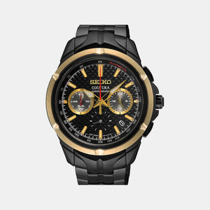 Coutura Men Quartz Black Dial Chronograph Stainless Steel Watch SSB442P1