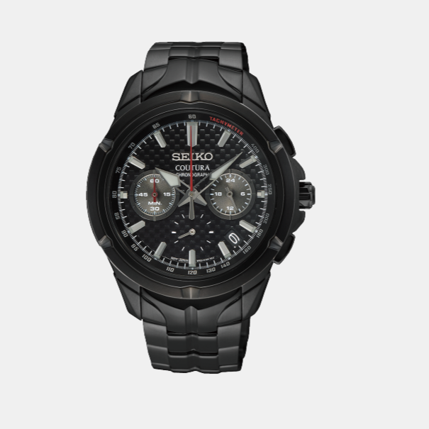 Coutura Men Quartz Black Dial Chronograph Stainless Steel Watch SSB443P1