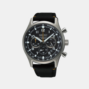 Dress Men Quartz Black Dial Chronograph Nylon Watch SSB449P1