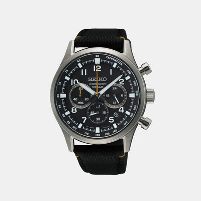 Dress Men Quartz Black Dial Chronograph Nylon Watch SSB449P1