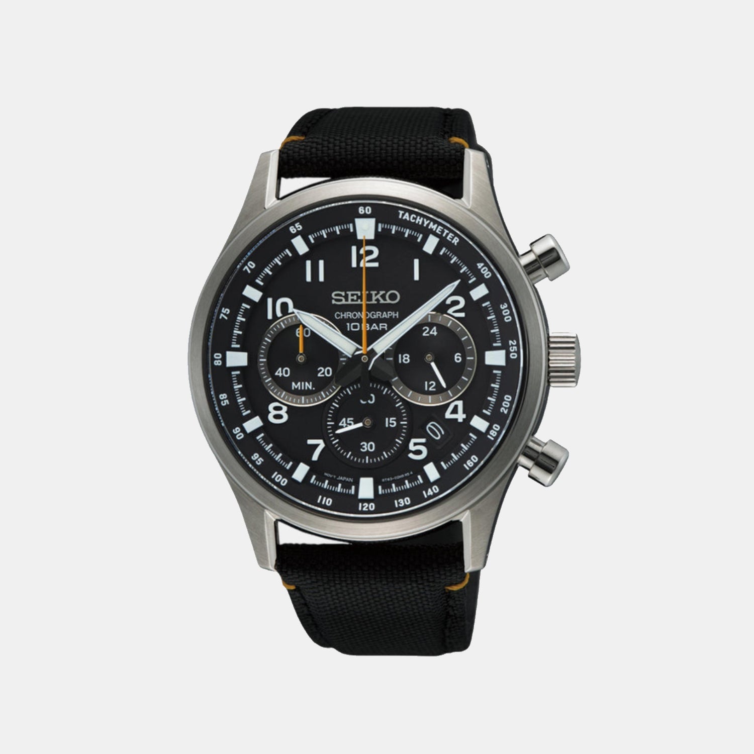 Dress Men Quartz Black Dial Chronograph Nylon Watch SSB449P1