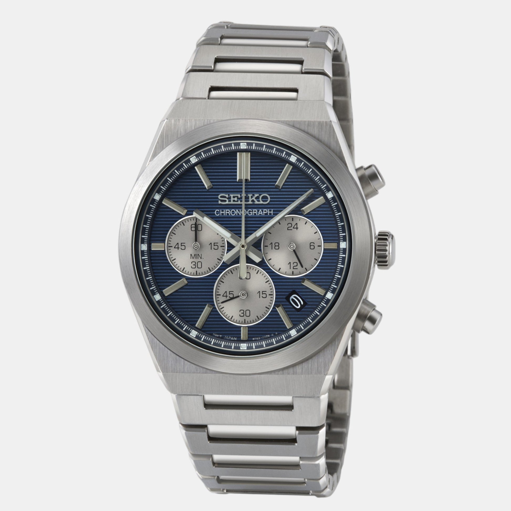 Dress Men Quartz Blue Dial Chronograph Stainless Steel Watch SSB453P1