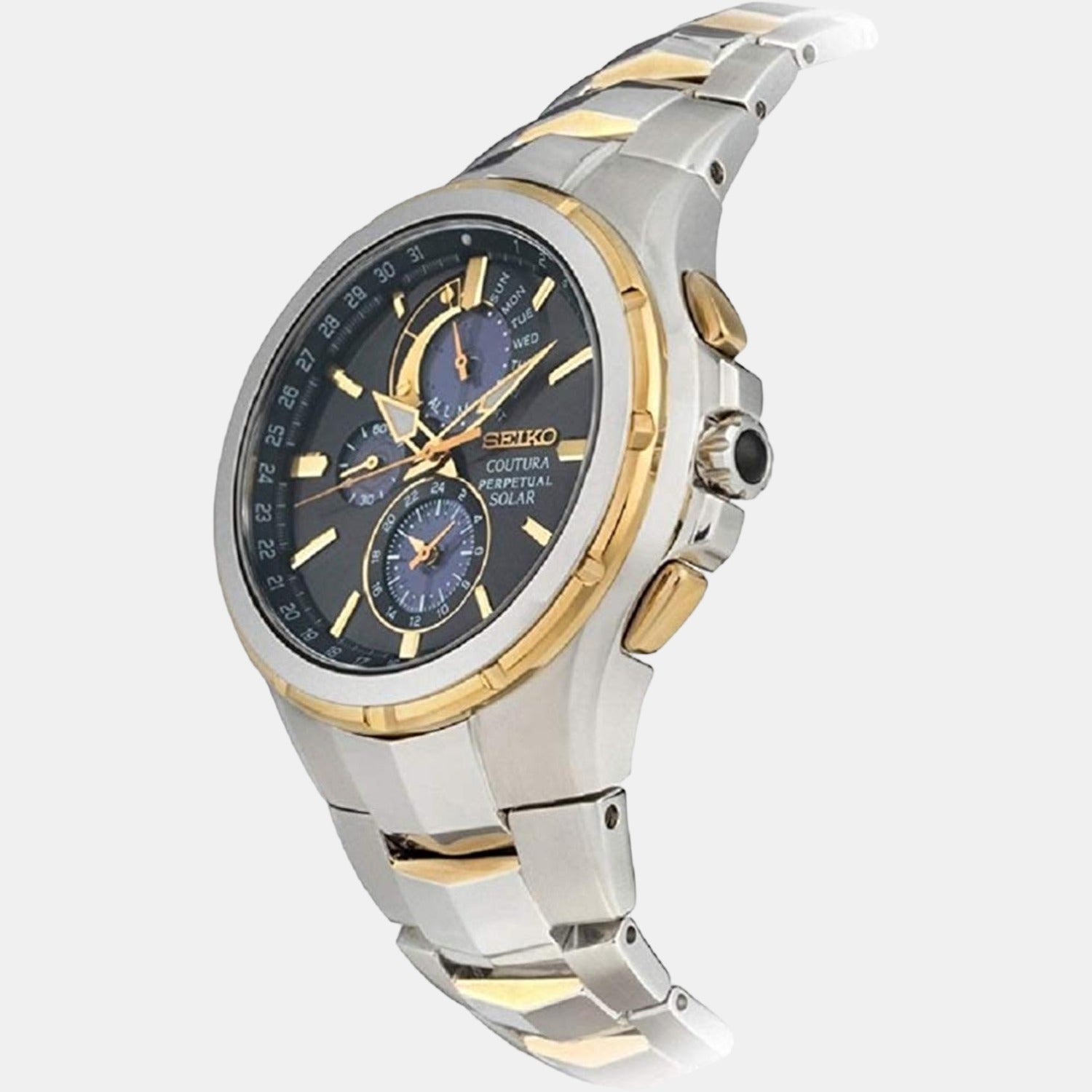 Coutura Men Solar Black Dial Chronograph Stainless Steel Watch SSC376P9