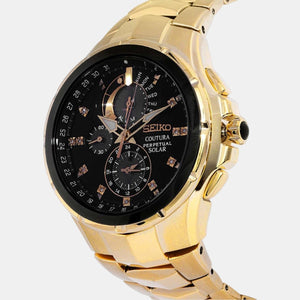 Coutura Men Solar Black Dial Chronograph Stainless Steel Watch SSC572P1