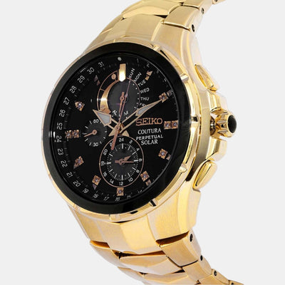 Coutura Men Solar Black Dial Chronograph Stainless Steel Watch SSC572P1
