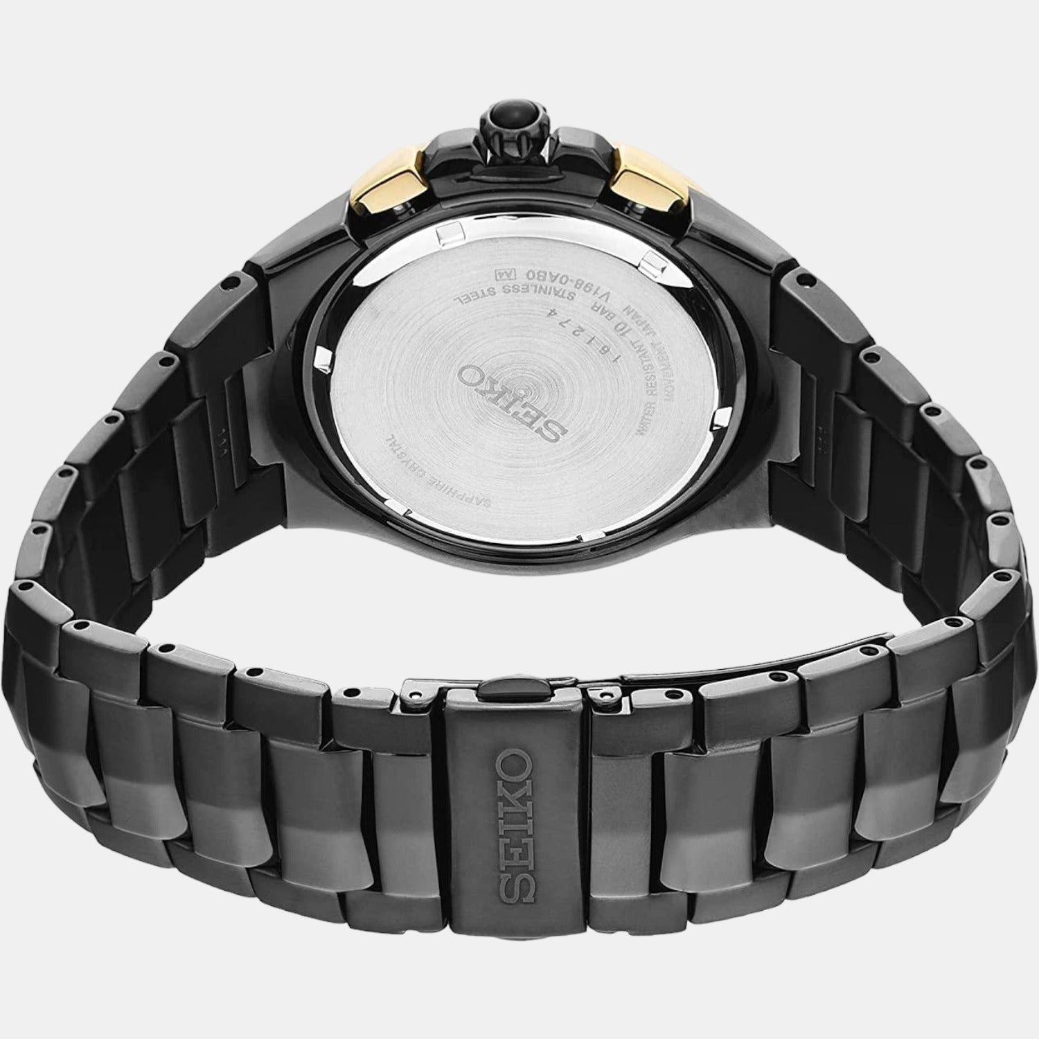 Coutura Men Solar Black Dial Chronograph Stainless Steel Watch SSC573P1