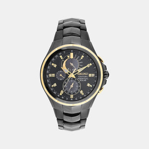 Coutura Men Solar Black Dial Chronograph Stainless Steel Watch SSC573P1