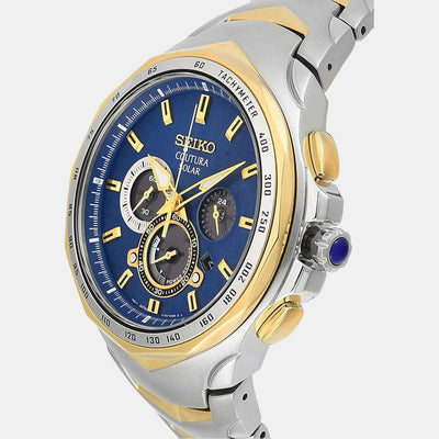 Coutura Men Solar Blue Dial Chronograph Stainless Steel Watch SSC750P1