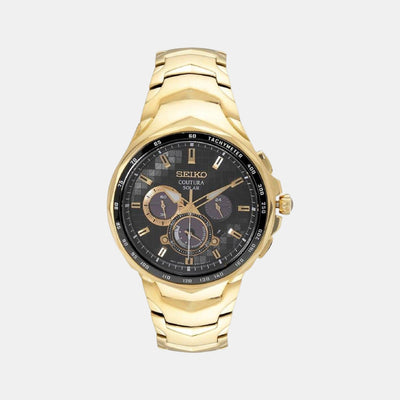 Coutura Men Solar Black Dial Chronograph Stainless Steel Watch SSC754P1