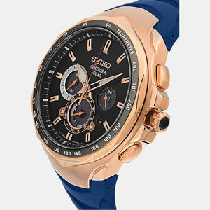 Coutura Men Solar Blue Dial Chronograph Leather Watch SSC800P1