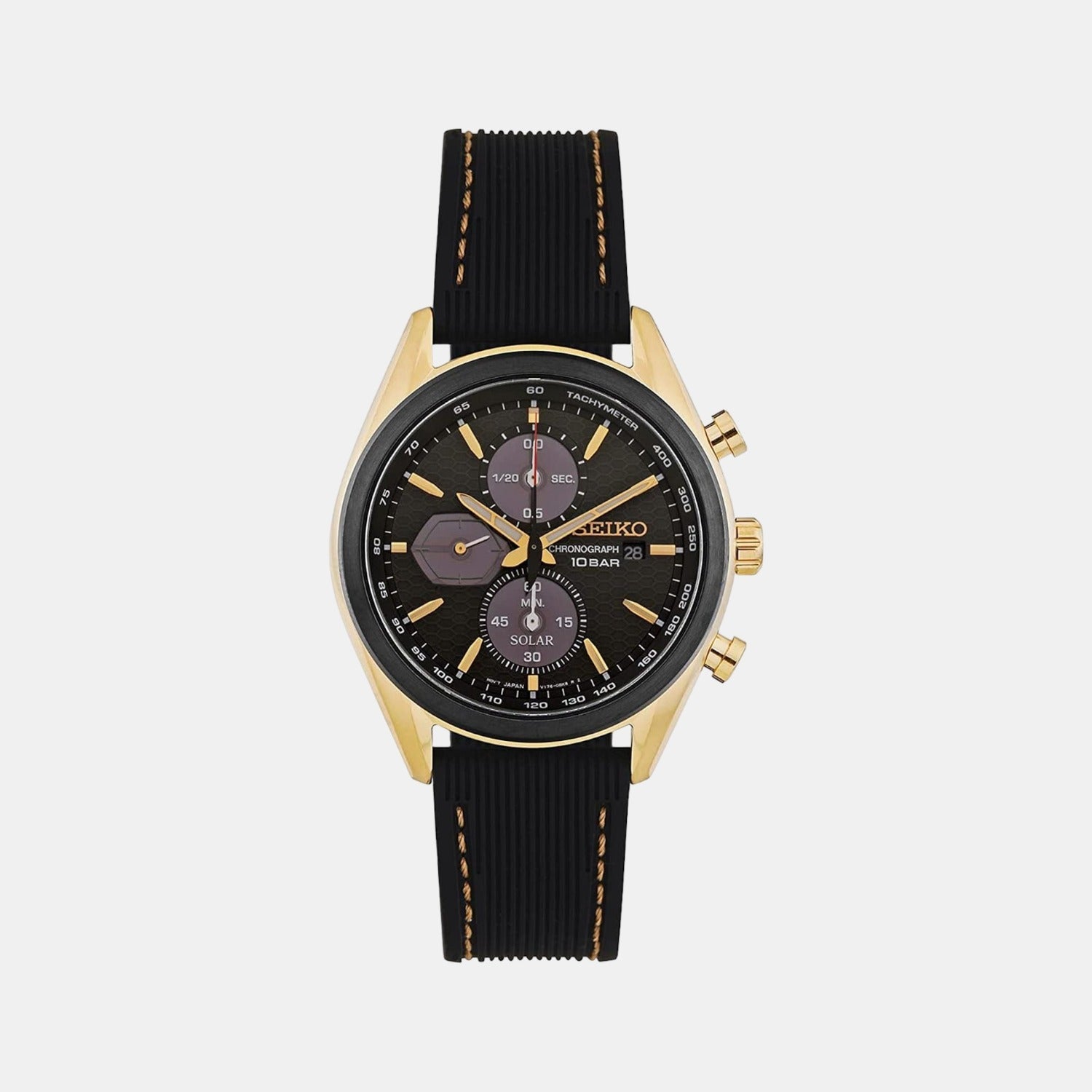 Discover More Men Solar Black Dial Chronograph Silicone Watch SSC804P1