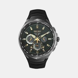Coutura Men Solar Black Dial Chronograph Silicone Watch SSC811P9