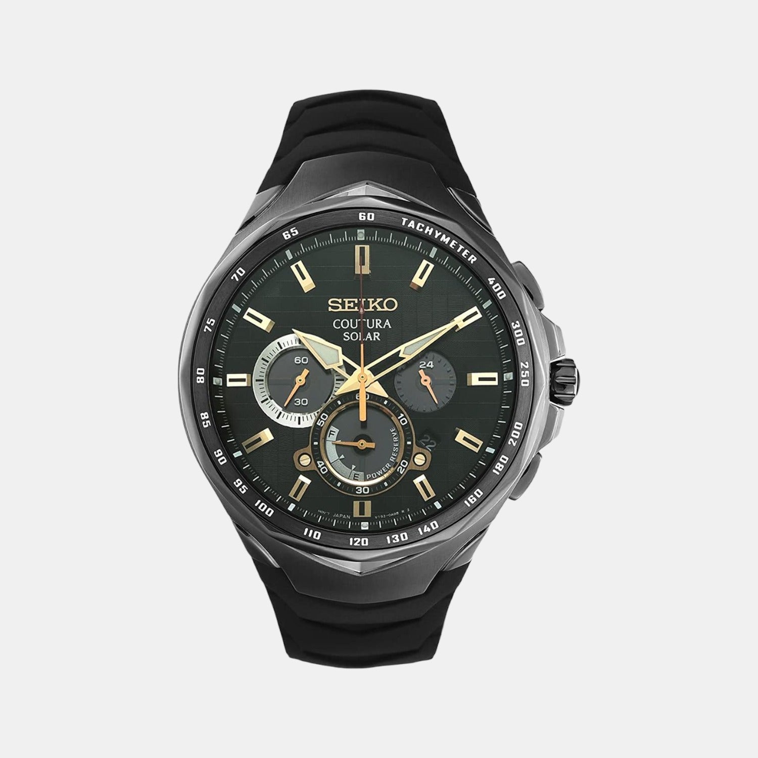 Coutura Men Solar Black Dial Chronograph Silicone Watch SSC811P9