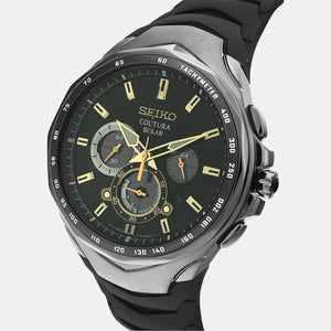 Coutura Men Solar Black Dial Chronograph Silicone Watch SSC811P9